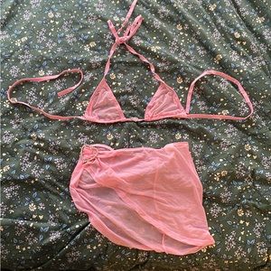 iHeartRaves sheer mesh set pink
